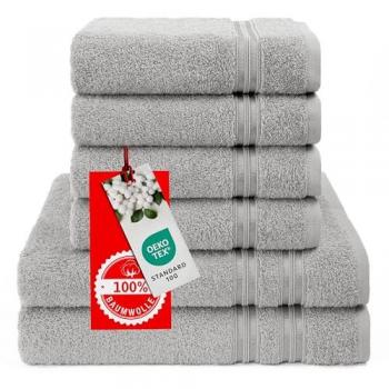 HAMMETEX Premium‑Baumwollhandtücher (6‑teiliges Set, sehr saugfähig)