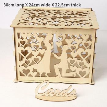 Mr & Mrs Flower Pattern Wooden Card Box with Lock