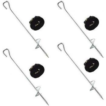 Set di Picchetti per Trampolino, 8 Parti, Relaxdays, Acciaio Zincato