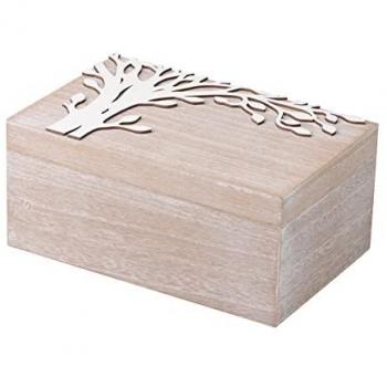 Caja de Almacenaje Árbol Natural Blanco 25x16x12 cm
