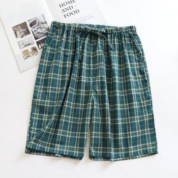 Vêtement à Carreaux Hommes – Short Double Gaze, Pantalon Maison Coton