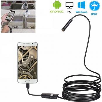 Caméra d'inspection serpent 7 mm, étanche, USB/PC, longueurs 1/2/5 m