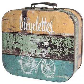 HMF Holzbox im Vintage-Stil mit Fahrradmotiv, 32 x 29,5 x 12 cm