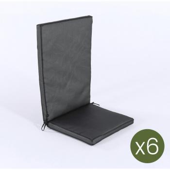 Cojines de Exterior Negro Textilene – Paquete de 6 con Tapa Removible