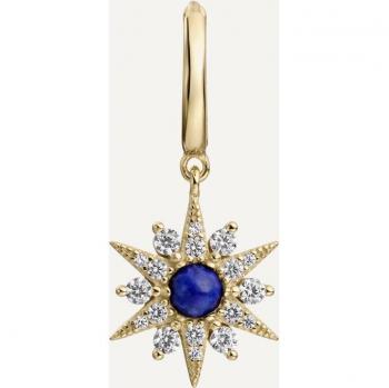 Pendiente Aro de Lapislázuli Star en Plata y Baño de Oro 18k