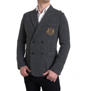 DOLCE & GABBANA Blazer Patchwork Lana Blu L 50