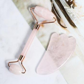 Rose Quartz Beauty Roller for Face and Body