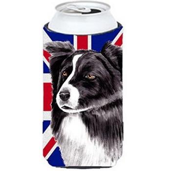 Border Collie with English Union Jack British Flag Tall Boy Beverage Cooler SC9824TBC