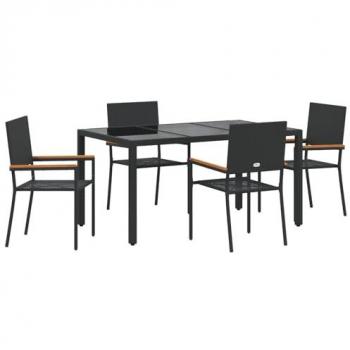 Stacked Patio Seating Kit (Cushioned) – Black Poly Rattan, 2 Pieces