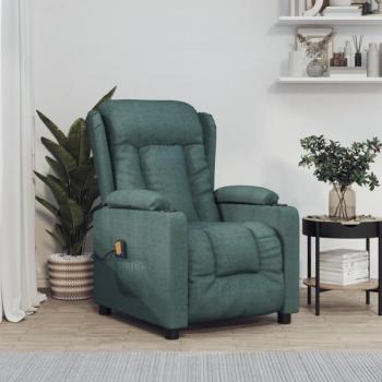 Fauteuil de massage en tissu vert foncé inclinable
