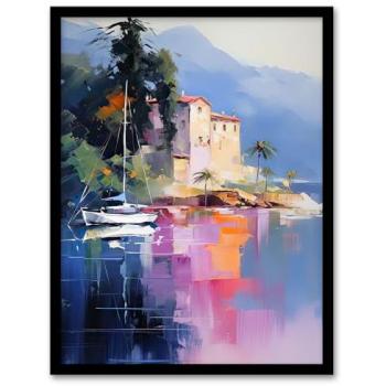 Framed Lake Como Yacht Landscape
