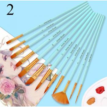 12-Piece Professional Nylon Hair Brush Set for Art Supplies