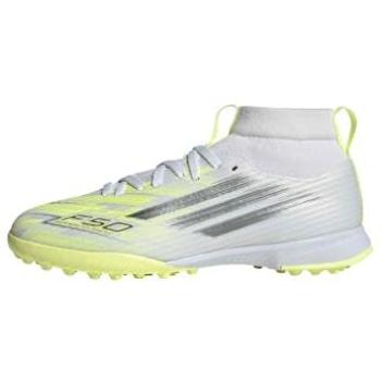 Adidas F50 SparkFusion League TF Jnr Football Shoes – White/Iron Metal/High-Res Yellow (UK4)