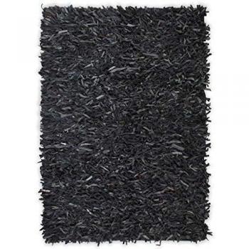 Echtleder Teppich Shaggy 80 x 160 cm Grau