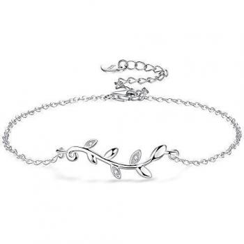 Minimalistische Olivenblatt-Geschenkbox – F.ZENI 925 Silber Armband