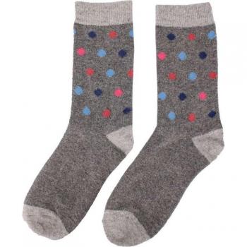 Cappellina di lana d’angora con punti rosso-grigio, Bill Tornado, una misura, grigio