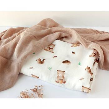 Kiokids Set de 2 muselinas osos 70% bambú 30% algodón