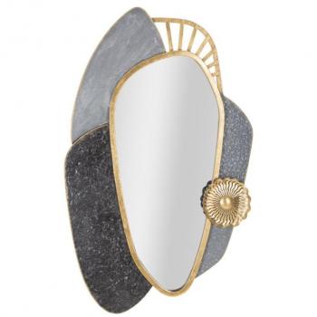 Miroir Mauro Ferretti Art – 90 cm, Gris-Or