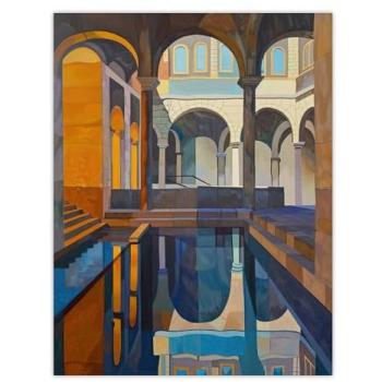 Classical Roman Bath Water Mirror Art – 12 × 16
