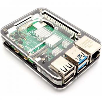 Slim Acryl Gehäuse für Raspberry Pi 4, stapelbar, transparent/schwarz
