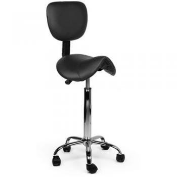 Zwarte Zadelkruk met ergonomische rugleuning