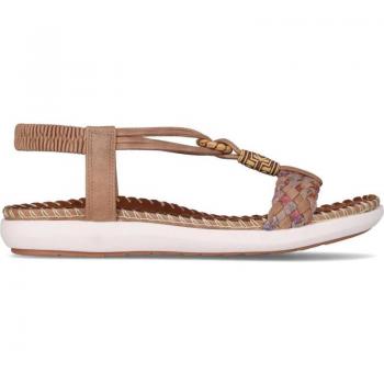 Chika10 CANELON MK 03: Sandalias Planas de Cuero-Tan
