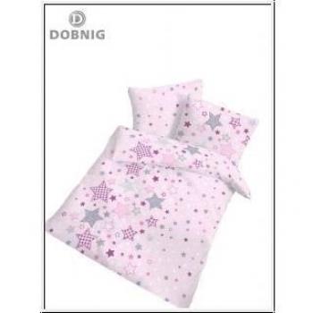 DOBNIG Babybettwäsche „Sternenlicht“ – Fein Biber, rosa, 100 × 135 cm + 40 × 60 cm