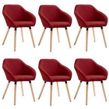 Set de chaises de cuisine 6x vidaXL – rouge Bordeaux, tissu