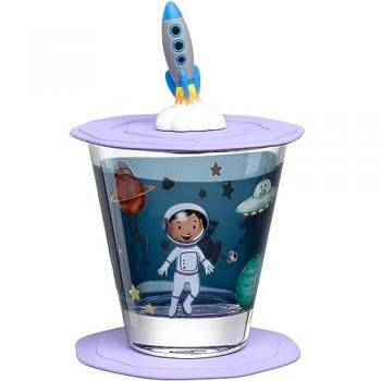 Leonardo Bambini Avventura Kinderbecherset 3-teilig, 215 ml, blau mit Weltall-Motiv