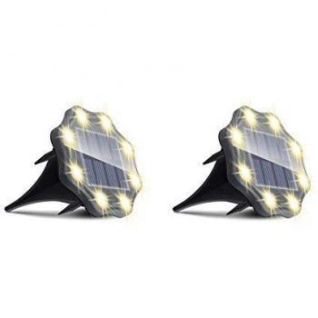JESLED Luces Solares LED de Jardín, Lámparas de Suelo, 8 LEDs, IP67, Iluminación para Caminos y Estanques