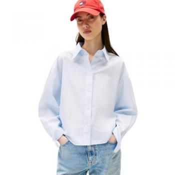 Tommy Jeans Camicia Relaxed Fit in Celeste