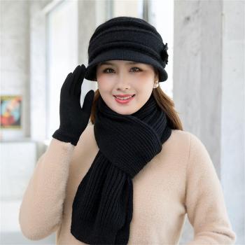 2/3pcs/Set Women's Warm Beanie Scarf and Mittens Set