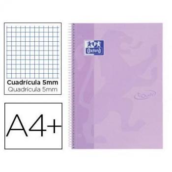 Paq/5 Cuaderno espiral A4+ 80H 90g. Cuad. 5x5 Lavanda Pastel Ebook1 Touch