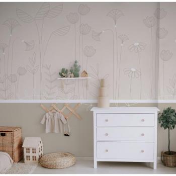 Décoration murale enfant mélodie des plantes beige 225x250cm