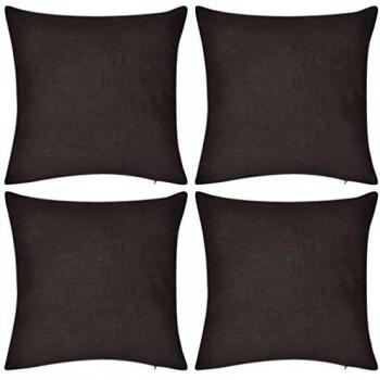 VidaXL Federe 4 pz per Cuscini in Cotone Marrone 50 x 50 cm