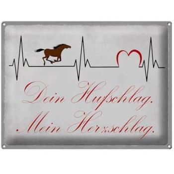 Pferde Blechschild Mein Herz schlägt für deinen Hufschlag 40x30cm