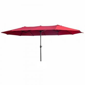 Ombrellone Doppio da Giardino TILIA Rosso 460x270 cm Regolabile Antivento Impermeabile