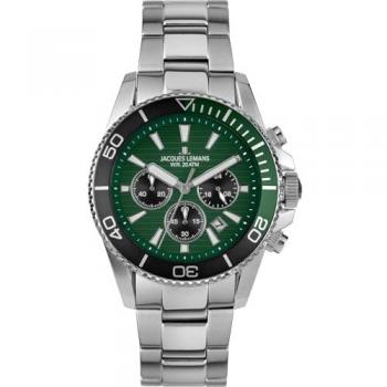 Jacques Lemans Uhrenserie „Liverpool“ – Taucherchronograph 1‑2206I in Edelstahl & Grün