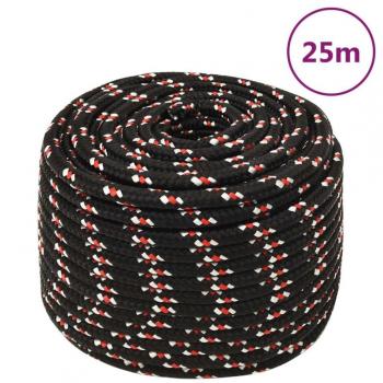 VidaXL 25 m Black Polypropylene Boat Rope 12 mm