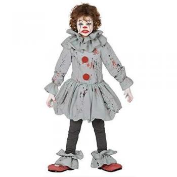 Costume da clown spaventoso per bimbi taglia 5-6 anni con vestito collo coprigambe