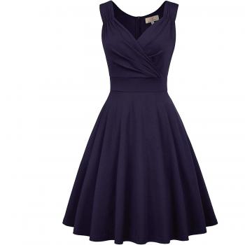 Vestido de Cóctel Retro Azul XL Mujer
