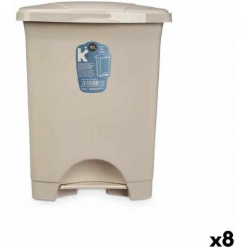 Pattumiera trasparente con pedale, colore beige, 10 L (8 unità)