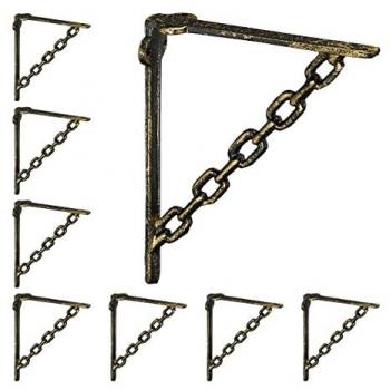 Lot de 8 équerres murales « chaines » – fonte de fer – ton bronze – look vintage