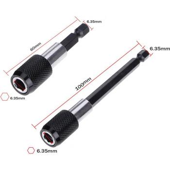 1/4 Inch Hex Shank Automatic Lock Screwdriver Bit Extension, Magnetic, 60mm, 100mm, 150mm