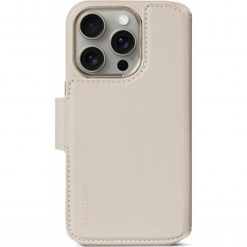 Carcasa portátil y cartera de piel beige para iPhone 15 Pro – D24IPO15PDW5CY