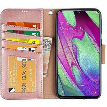 UrbanElegance RoseGold A40 Leather Wallet Cover