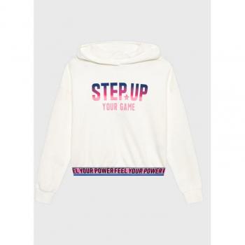 Felpa con Cappuccio Bianca e Lettering per Donna, Taglia 11-12