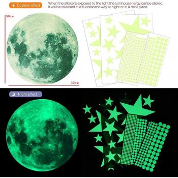3D Glow-in-the-Dark Moon and Star Wall Stickers