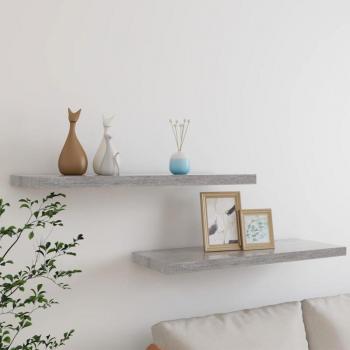 Scaffali a Parete 2 Pz – Colore Grigio Cemento, Stile Minimalista
