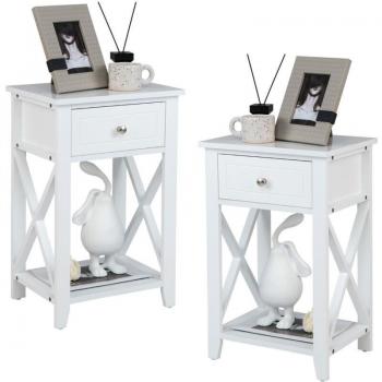 Lot de 2 tables de chevet modernes avec étagère